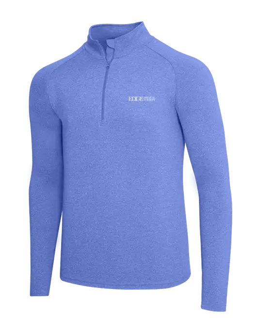 Royal Heather Sport Wick Stretch 1/4 Zip Pullover w/Edge Physical Therapy Logo