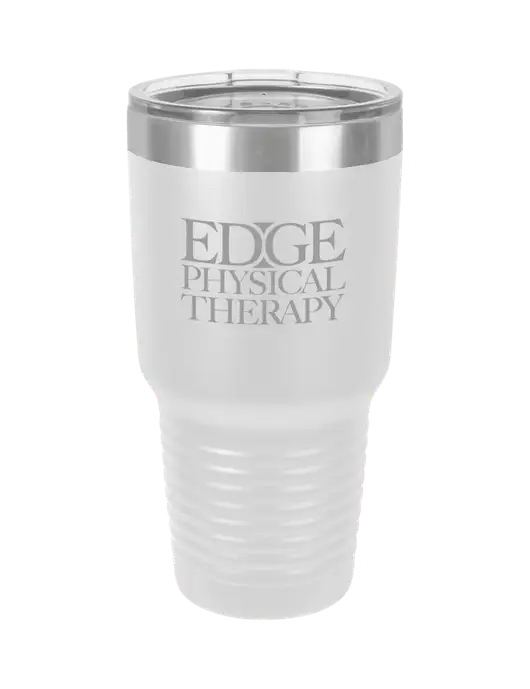 Polar Camel 30 oz Powder Coated White Vacuum Insulated Tumbler  w/Edge Physical Therapy Logo