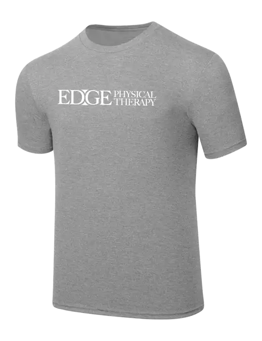 Simply Soft Heathered Light Grey 4.5oz  Poly/Combed Ring Spun Cotton T-Shirt w/Edge Physical Therapy Logo