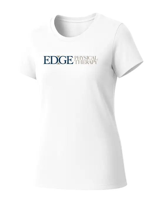 Womens Seriously Soft White T-Shirt w/Edge Physical Therapy Logo