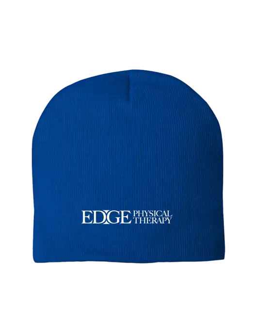 Solid Royal Element Knit Beanie w/Edge Physical Therapy Logo