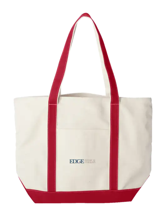 Extra Large Natural/Red Sturdy Canvas Carryall w/Edge Physical Therapy Logo