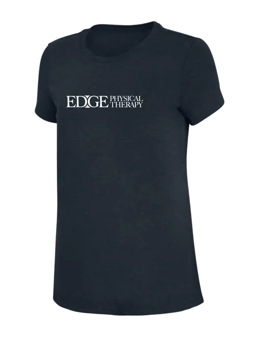 Womens Simply Soft Navy 4.5oz Poly/Combed Ring Spun Cotton T-Shirt w/Edge Physical Therapy Logo