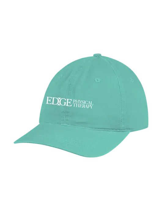 Garment Washed Unstructured Twill Very Light Teal Cap w/Edge Physical Therapy Logo