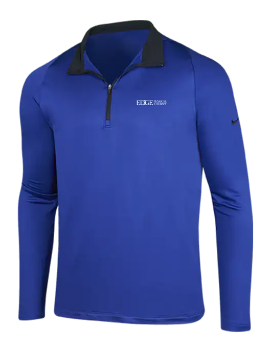 NIKE Deep Royal/Black Dry-Fit Stretch 1/2 Zip Cover-Up w/Edge Physical Therapy Logo
