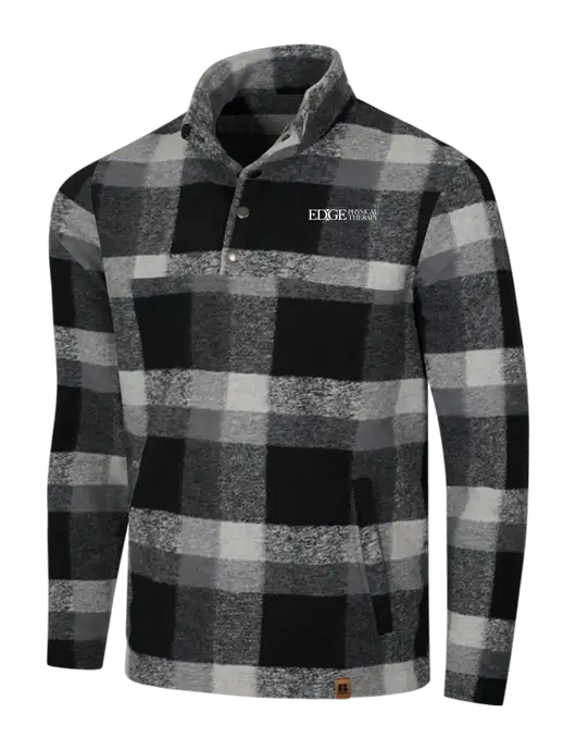 Russell Outdoors Black/White Plaid Basin Snap Pullover w/Edge Physical Therapy Logo