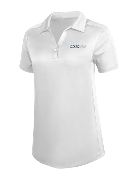 Womens White Diamond Jacquard Polo w/Edge Physical Therapy Logo