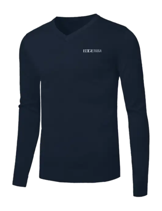 Brooks Brothers Navy Washable Merino V-Neck Sweater w/Edge Physical Therapy Logo