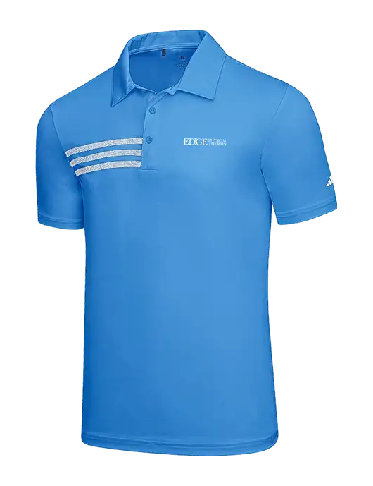 Adidas Carolina Blue 3 Stripes Chest Polo w/Edge Physical Therapy Logo