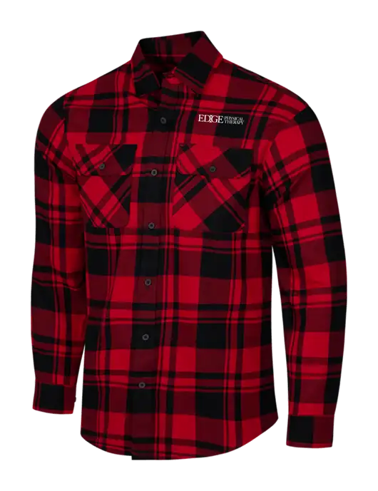 Red/Black Plaid Flannel Shirt w/Edge Physical Therapy Logo