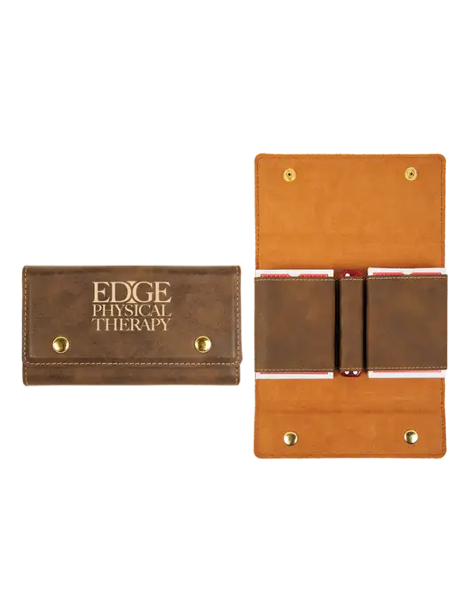 Rustic Leatherette Card & Dice Set w/Edge Physical Therapy Logo