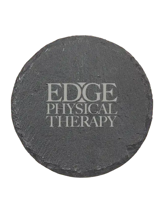 Round Slate Coaster w/Edge Physical Therapy Logo
