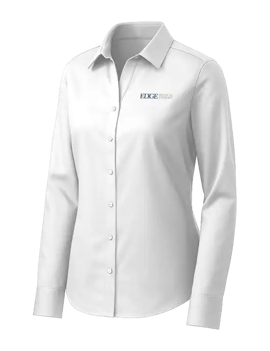 Brooks Brothers Womens White Wrinkle-Free Stretch Pinpoint Shirt w/Edge Physical Therapy Logo