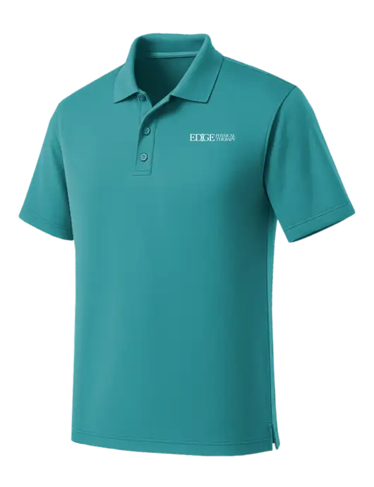 Light Teal Dry Zone UV Micro Mesh Polo w/Edge Physical Therapy Logo