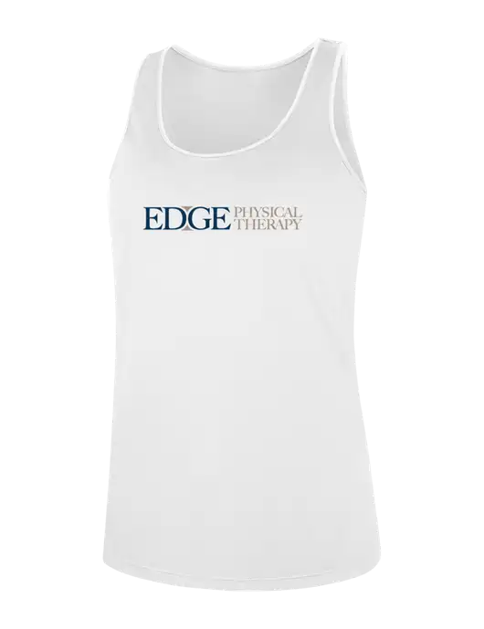 Womens White Perfect Tri Racerback Tank w/Edge Physical Therapy Logo