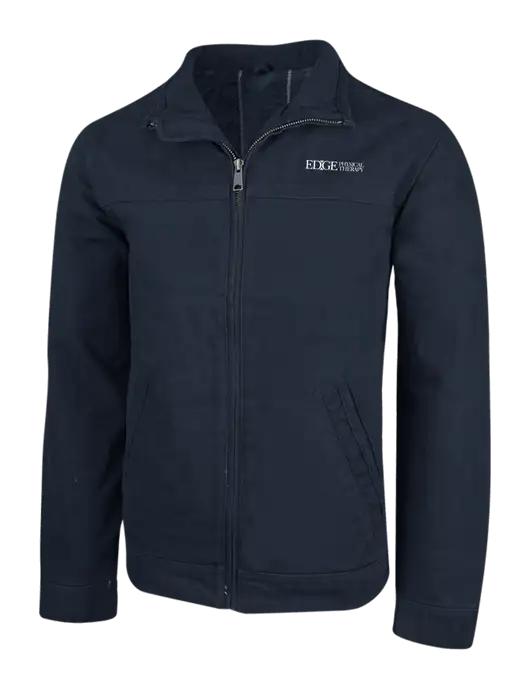 Cornerstone Navy Washed Duck Cloth Flannel Lined Work Jacket w/Edge Physical Therapy Logo