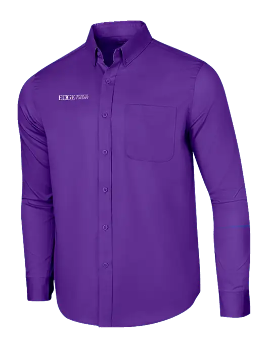 Long Sleeve Purple Superpro React Twill Shirt w/Edge Physical Therapy Logo