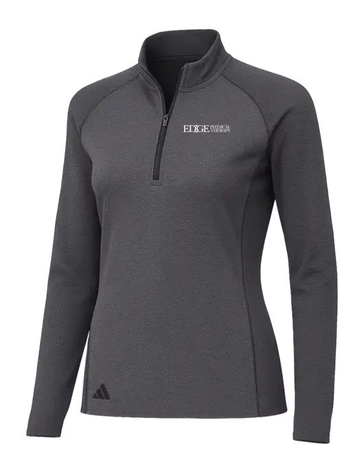 Adidas Womens Black Melange Space Dyed Quarter-Zip Pullover  w/Edge Physical Therapy Logo
