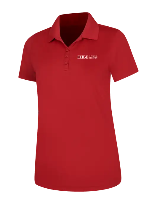 Red Womens Dry Zone UV Mesh Polo w/Edge Physical Therapy Logo