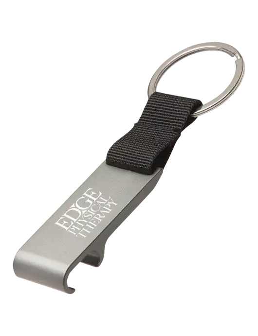Gunmetal Bottle Opener & Key Ring w/Edge Physical Therapy Logo