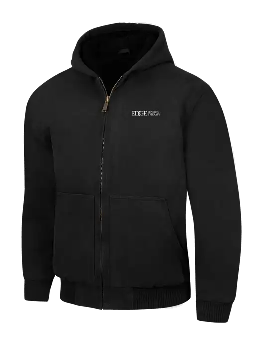 CornerStone Black Washed Duck Cloth Insulated Hooded Work Jacket w/Edge Physical Therapy Logo