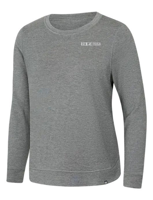 TravisMathew Womens Light Grey Heather Lightweight Long Weekend Crew w/Edge Physical Therapy Logo