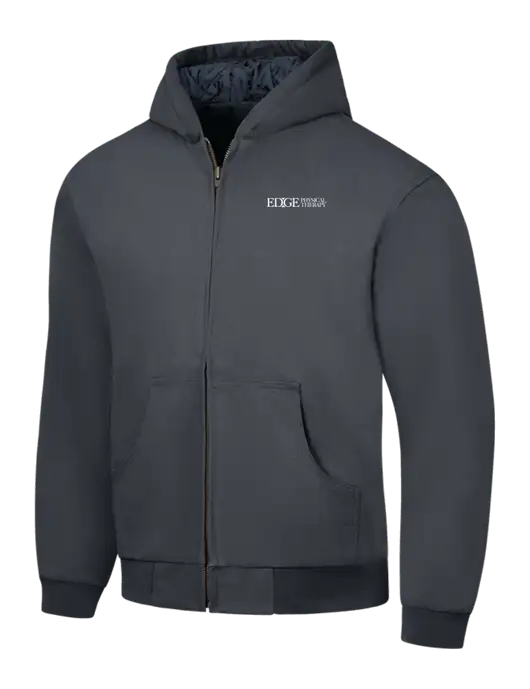 CornerStone Charcoal Duck Cloth Hooded Work Jacket w/Edge Physical Therapy Logo