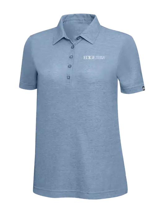 TravisMathew Slate Blue Heather Womens Oceanside Polo w/Edge Physical Therapy Logo