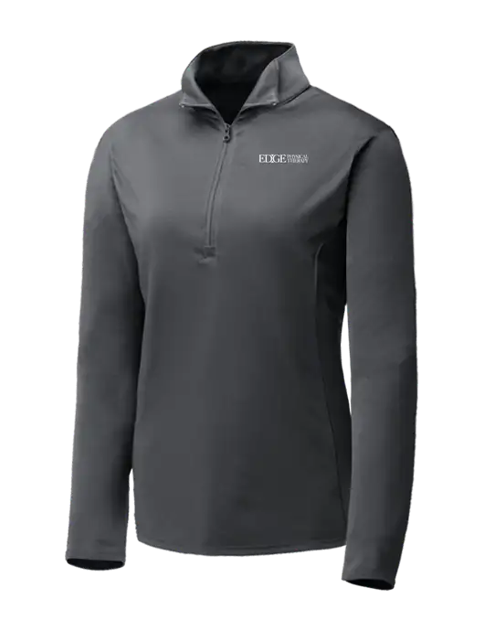 Dark Grey Womens Posicharge Competitor ¼ Zip Pullover w/Edge Physical Therapy Logo