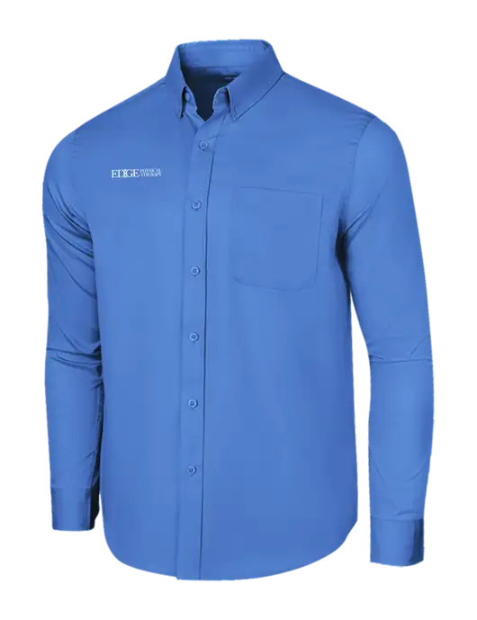 Long Sleeve Dark Carolina Blue Superpro React Twill Shirt w/Edge Physical Therapy Logo