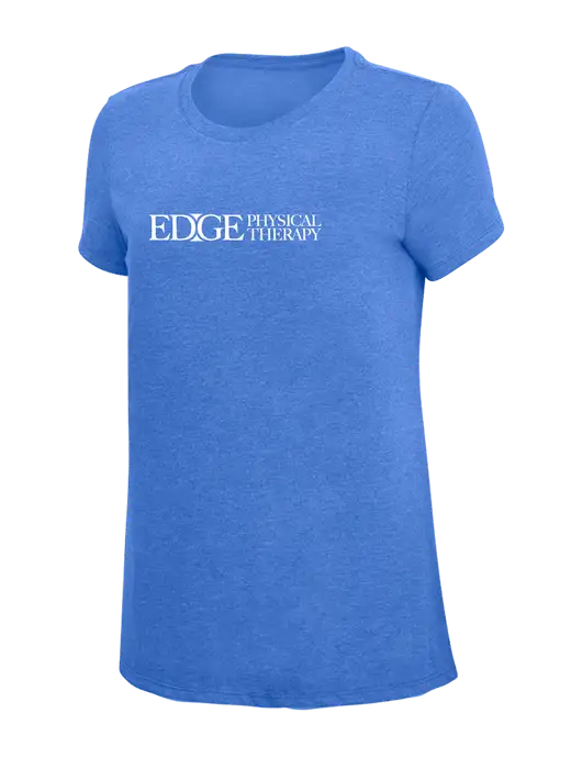 Womens Simply Soft Royal Frost 4.5oz  Poly/Combed Ring Spun Cotton T-Shirt w/Edge Physical Therapy Logo