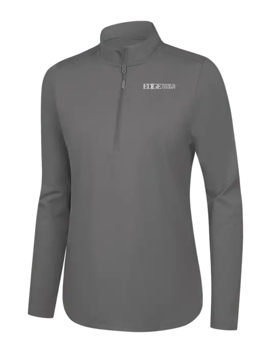  Womens Dark Medium Grey C-FREE Double Knit 1/4-Zip w/Edge Physical Therapy Logo
