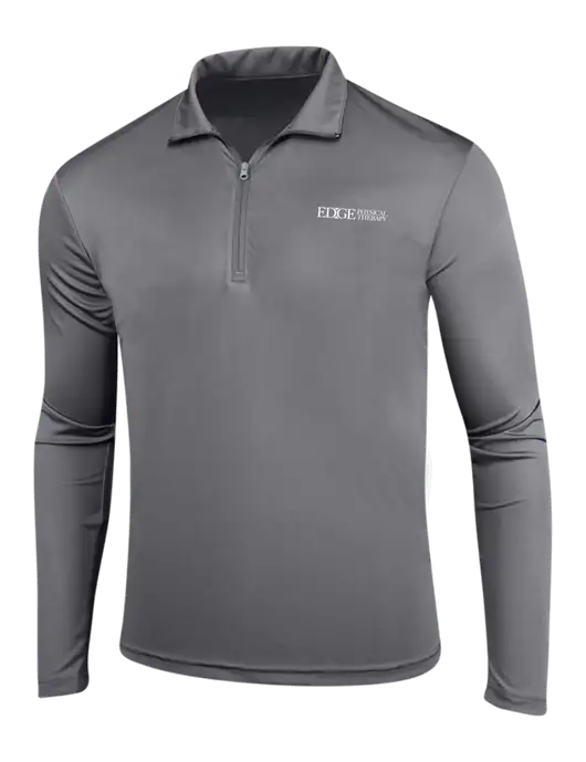 Medium Grey PosiCharge Competitor 1/4 Zip Pullover w/Edge Physical Therapy Logo