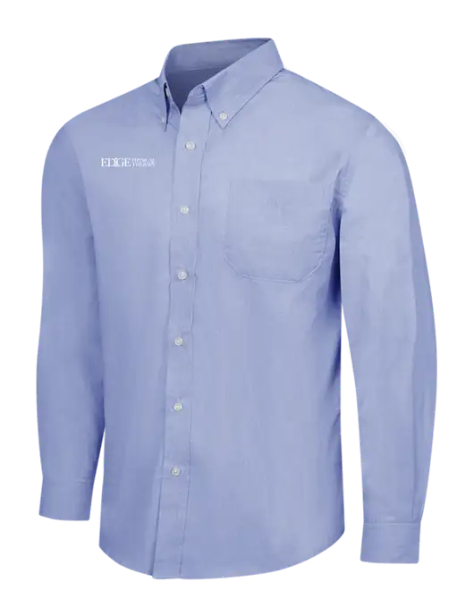 Light Slate Blue Crosshatch Easy Care Shirt w/Edge Physical Therapy Logo