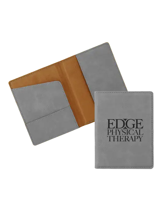 Grey Leatherette Passport Holder w/Edge Physical Therapy Logo