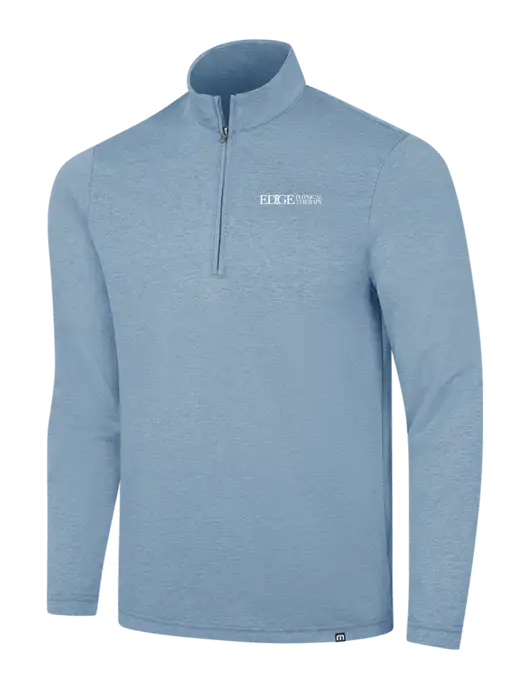 TravisMathew Light Blue Heather Coveside ¼-Zip w/Edge Physical Therapy Logo