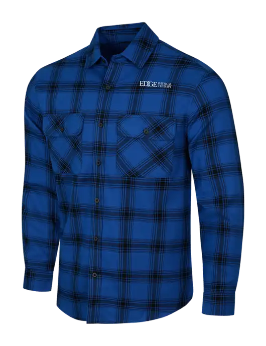 Royal/Black Open Plaid Flannel Shirt w/Edge Physical Therapy Logo