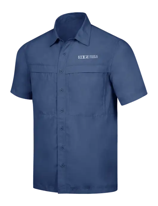 Navy Short Sleeve UV Daybreak Shirt w/Edge Physical Therapy Logo