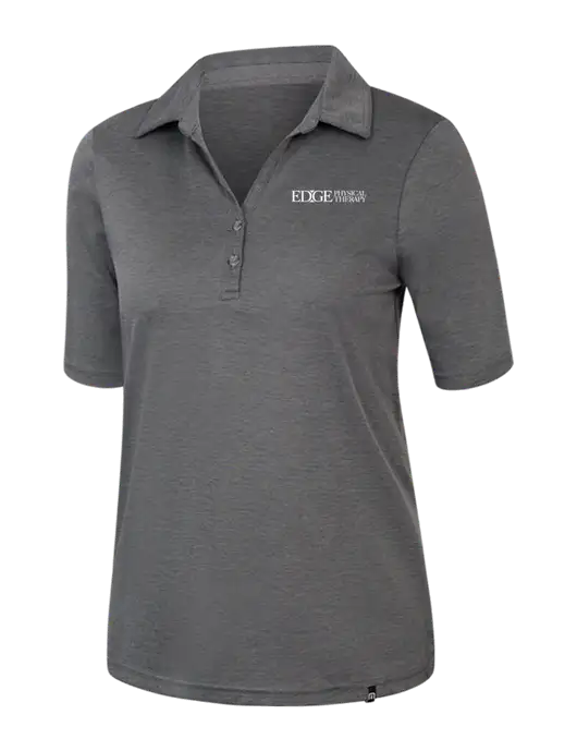 TravisMathew Womens Black Heather Sunsetters Polo w/Edge Physical Therapy Logo