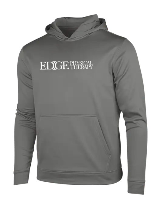 Dark Smoke Grey Sport-Wick Fleece Hooded Pullover w/Edge Physical Therapy Logo