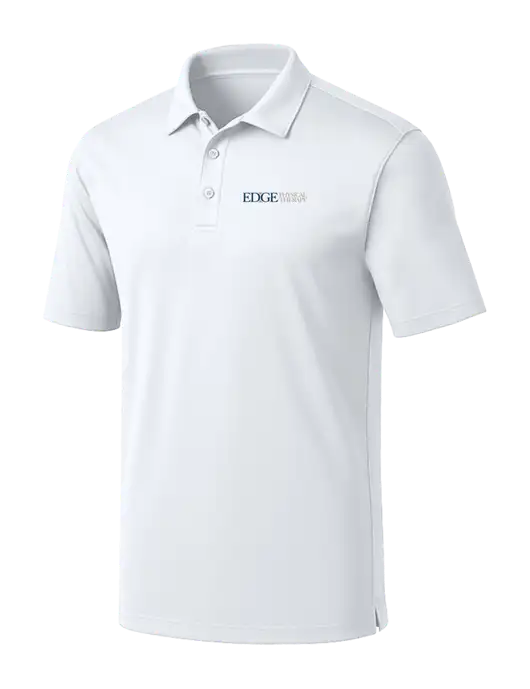 White Silk Touch Performance Polo w/Edge Physical Therapy Logo