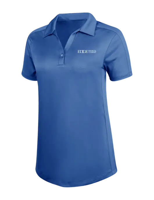 Womens Dark Royal Blue Diamond Jacquard Polo w/Edge Physical Therapy Logo