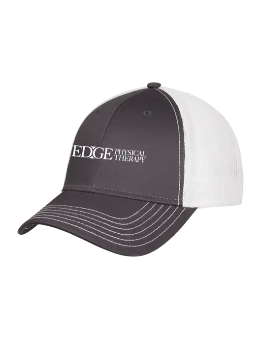 Dark Grey/White Mesh Trucker Cap Snap Back w/Edge Physical Therapy Logo