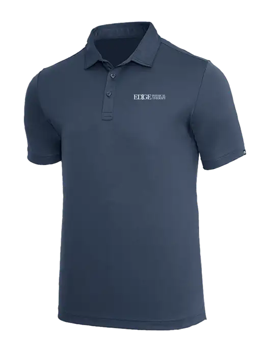 TravisMathew Dark Slate Blue Coto Performance Polo w/Edge Physical Therapy Logo