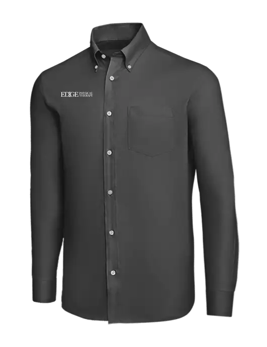 Brooks Brothers Dark Grey Wrinkle-Free Stretch Nailhead Shirt w/Edge Physical Therapy Logo