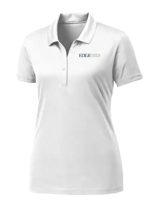 Womens White PosiCharge Competitor Polo w/Edge Physical Therapy Logo