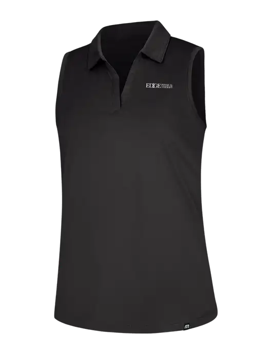 TravisMathew Womens Black Coto Performance Sleeveless Polo w/Edge Physical Therapy Logo