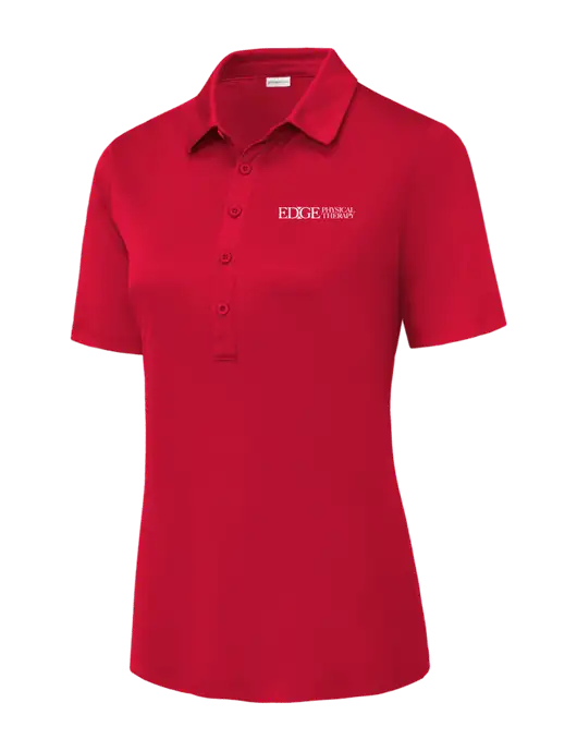 True Red Womens Posi-UV Pro Polo w/Edge Physical Therapy Logo