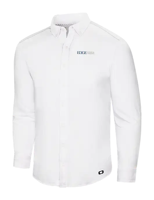 OGIO Bright White Modern Code Stretch Button-Up Shirt w/Edge Physical Therapy Logo