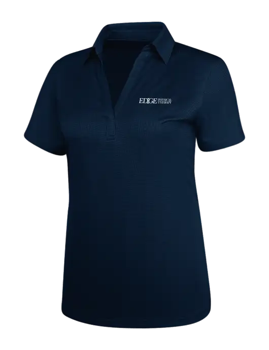 Navy Womens Performance Fine Jacquard Polo w/Edge Physical Therapy Logo